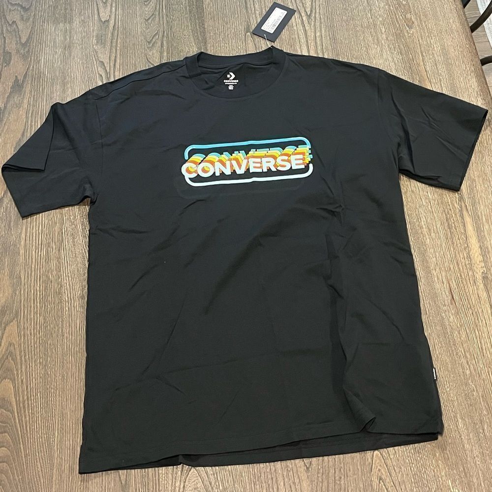 NWT Converse Men's Short Sleeve Crew Neck T-Shirt Black Graphic Size M